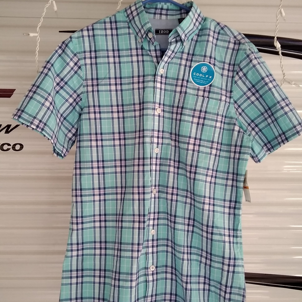 Izod Breeze men's short sleeve buttonup shirt NWT